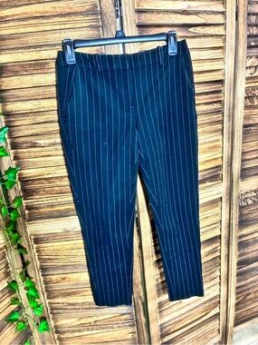 White House Black Market Black Pinstripe Tapered Trousers